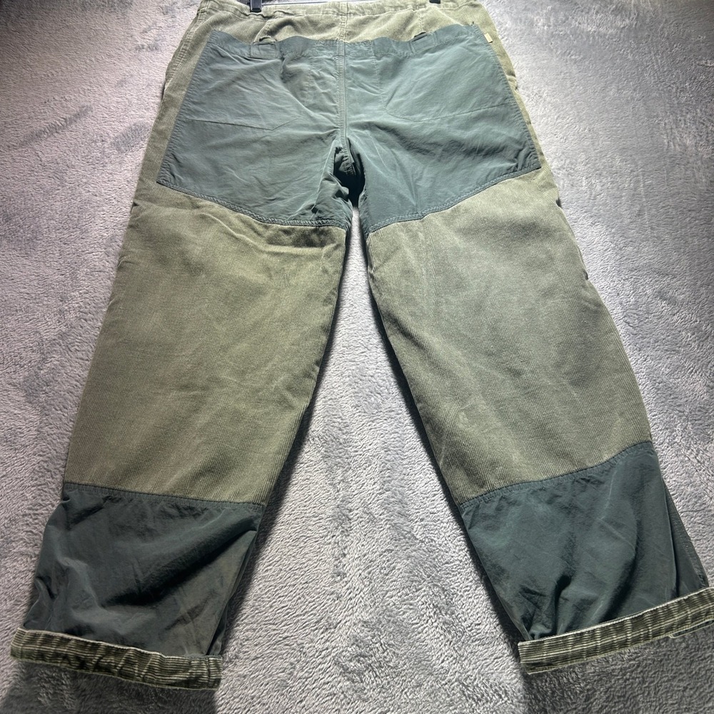 VTG RuffHewn Corduroy Patch Parachute Pants Olive Green 36x30 Drawstring Grunge
